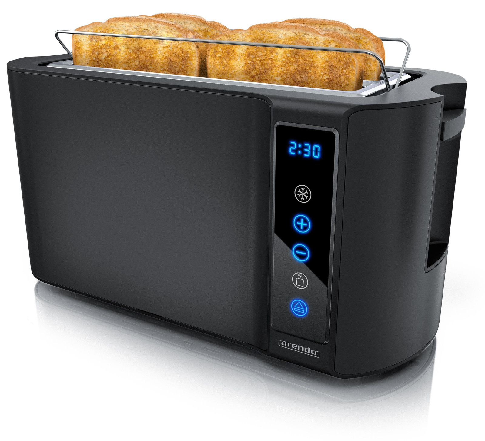 Arendo broodrooster voor 4 boterhammen met lange gleuven, 1500 W, zwart