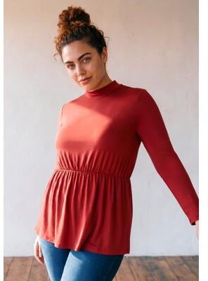 Plus Size Women's Flowy Peplum Top by Avenue in Black (Size 20)