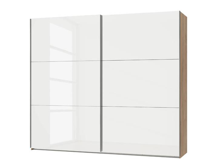 Schwebetürenschrank Level 36 D I 250 x 216cm Weiß/Hochglanz Weiß/Eiche Dekor