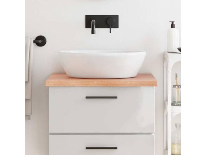 ZXQVLMRS Waschtischplatte Eiche Massivholz 60x50 cm Ablageplatte Braun Handgefertigt mit Naturkante, Vielseitig als Regal nutzbar