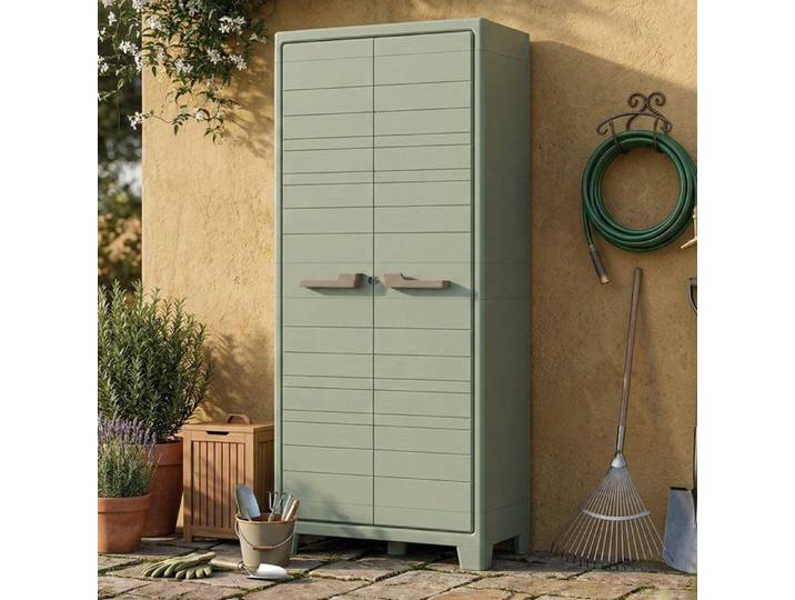 Armoire Extérieure Quesnel Dmora en Plastique Gris 44x80x182h cm