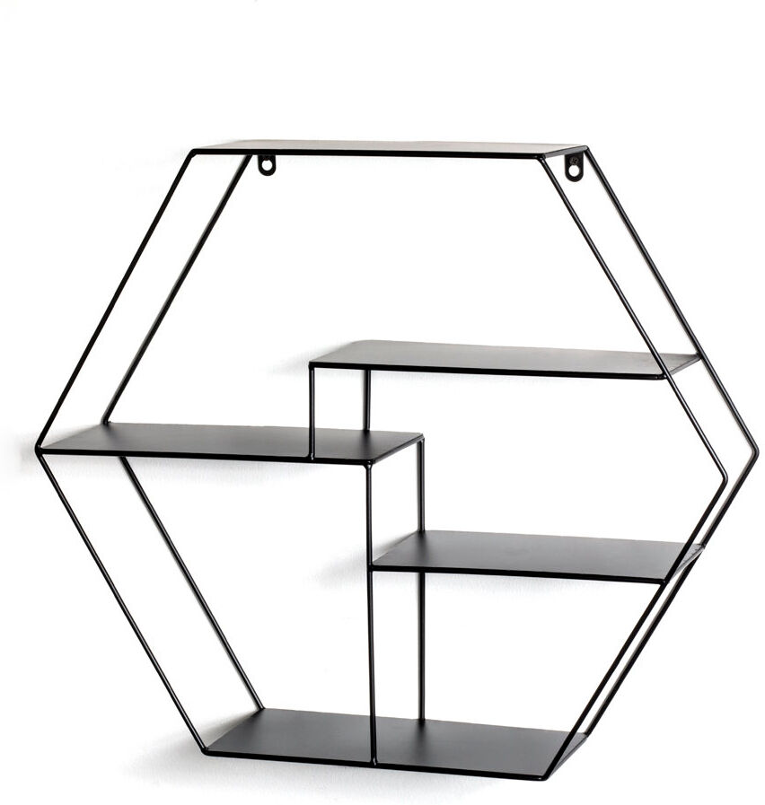Rio Tolentino 5 Piece Hexagon Metal Tiered Shelf Black 54cm H X 61cm W X 16cm D