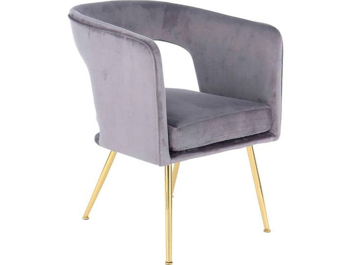 Stuhl KAYOOM Jolene 125, Esszimmerstuhl,eleganter Stoffbezug , grau, B:60cm H:77cm T:63cm, Sitz: Stoffbezug aus 100% Polyester / Gestell: 100% Eisen, Stühle, Stuhl, samtweicher Bezug, Rückenlehne und Armlehnen abgerundet