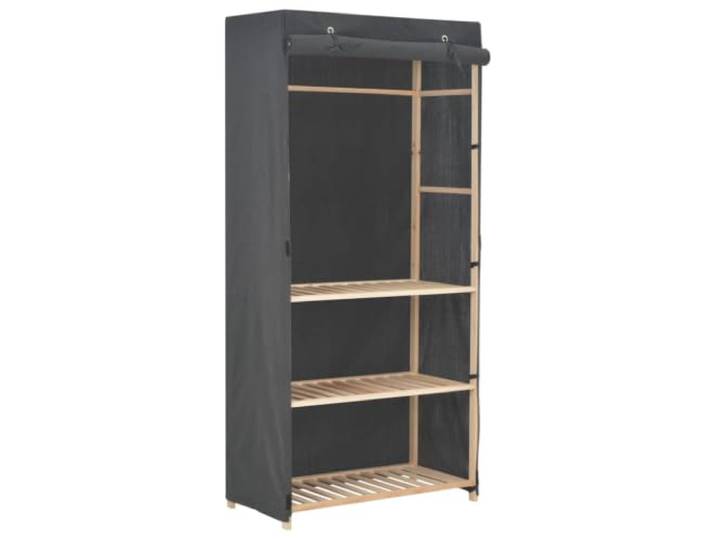Kleiderschrank Grau 79 x 40 x 170 cm Stoff 3 Ebenen Holzrahmen,Stange zum Aufhängen,3 Ebenen,Stoffmaterial,graues Design,einfache Endmontage