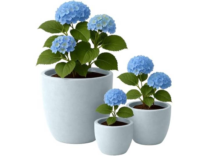 CLP Pflanzkübel groß, 3er Set für außen und innen, Outdoor XXL Blumenkübel rund, wetterbeständig frostsicher in Steinoptik, Winterfest, Farbe: grau