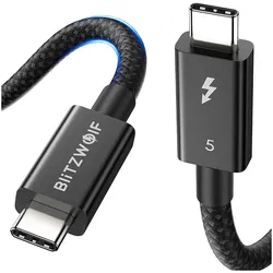 BlitzWolf BW-HDC8 240W USB-C to USB-C cable, 0,.5m (black) (0.50 m, Thunderbolt 4, USB 3.2 Gen 2x2, USB 4, 240 W), USB Kabel