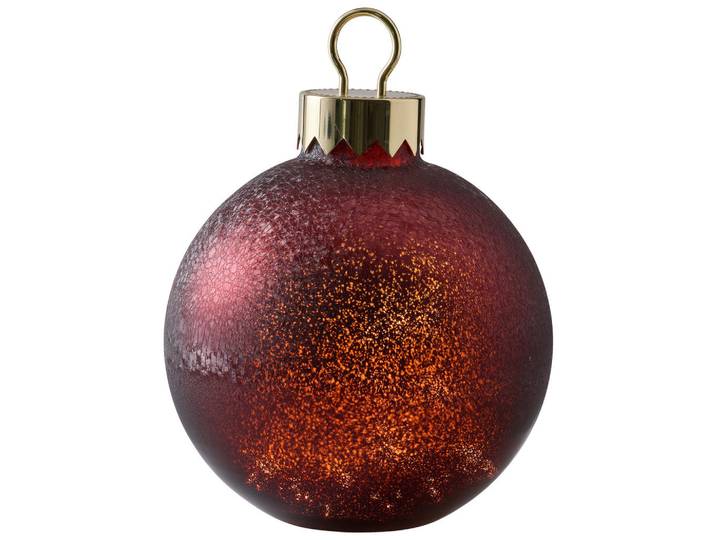 X-Mas Christbaumkugel, Rot, Goldfarben, Glas, Glitzer, Kugel, 39 cm, Dekoration, Weihnachtsdekoration, Christbaumschmuck, Christbaumkugeln