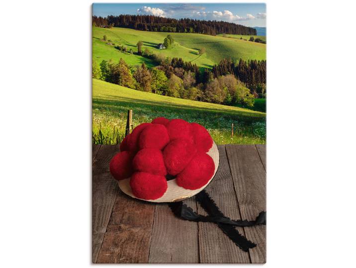 Wandbild ARTLAND Schwarzwälder Bollenhut auf Holztisch , grün (farbe bild(er): grün), B:40cm H:60cm, Bilder, Wandbild, als Alubild, Leinwandbild in verschied. Grössen