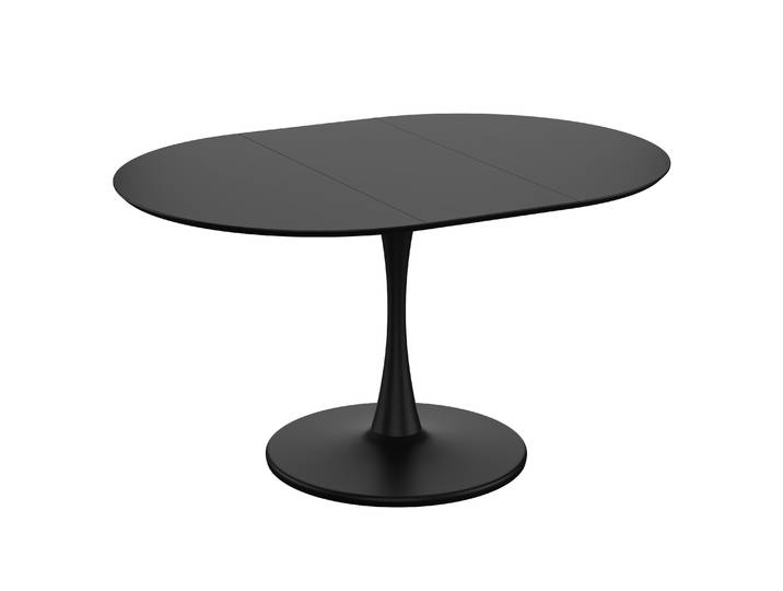 Esstisch ausziehbar HOLMEN oval 100/140 x 100 cm schwarz