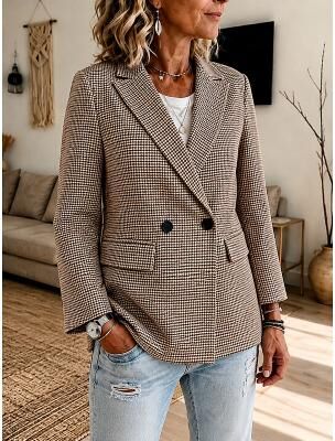 LightInthebox Women's Suits Comfortable Buttons Vintage Casual Regular Notch Lapel Long Sleeve Outerwear Khaki Black Fall Winter