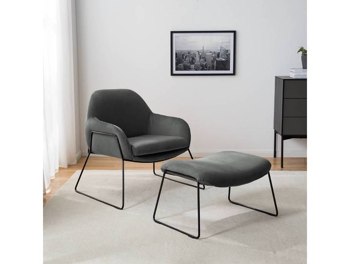 Repose-pieds Culin 69 x 43 x 48cm Gris Microfibre Sela: Gris foncé