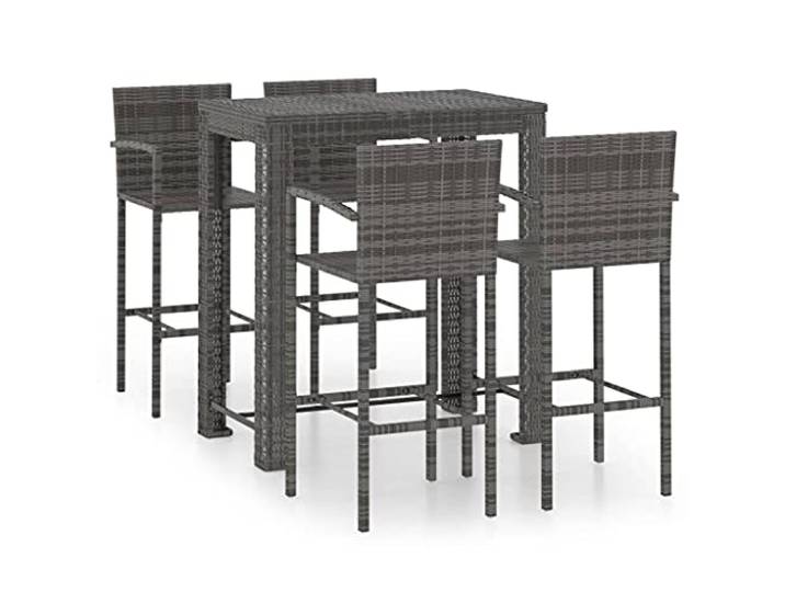 vidaXL 5-TLG. Garten-Bar-Set mit Armlehnen Poly Rattan Grau