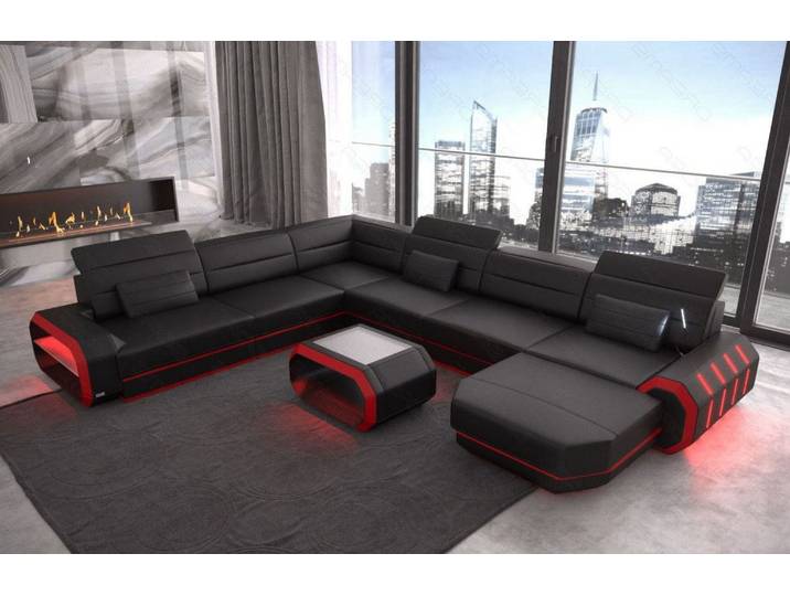 XL Wohnlandschaft Roma U-Form in Leder