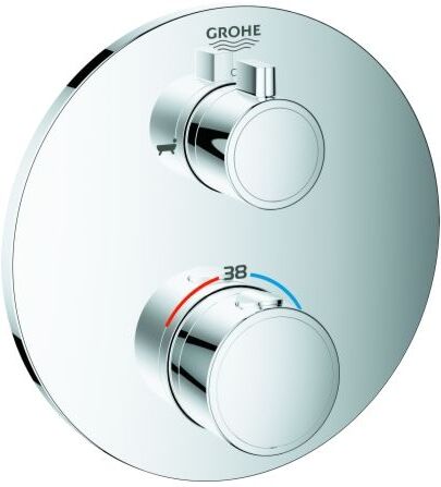 Grohe Grohtherm Fertigmontageset 24077000 chrom, UP-Wannen-Thermostat mit 2-Wege-Umstellung