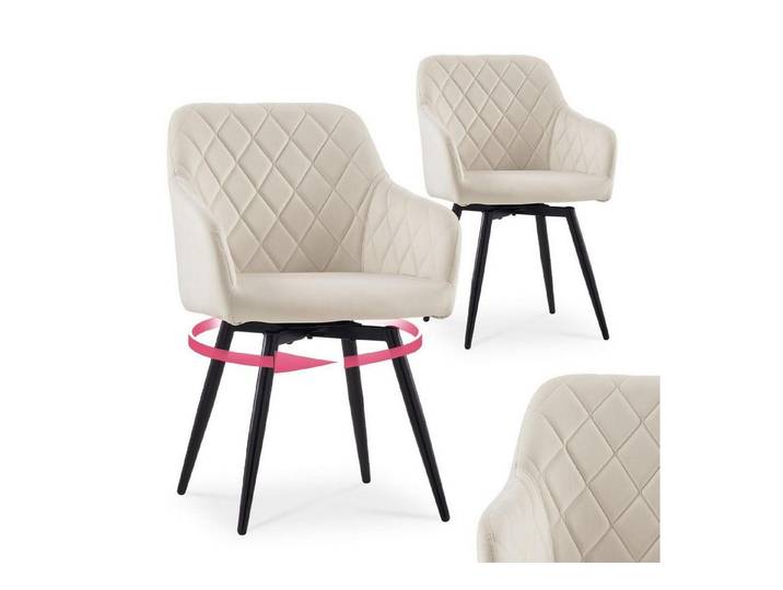 LuxusKollektion Esszimmerstuhl Esszimmerstuhl Drehbar Samt Beige 2er Set