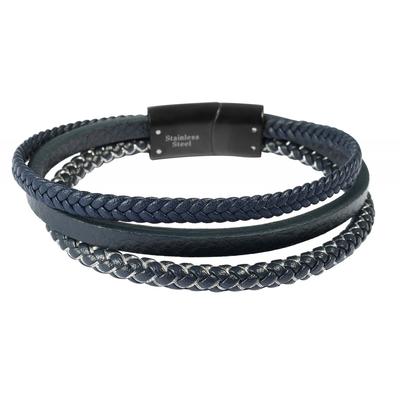 Edelstahlarmband ADELIA´S "Herren Armband aus Edelstahl" Gr. 21, blau (blau schwarz), Armbänder, Herren, 21, Edelstahl, Edelstahlarmband
