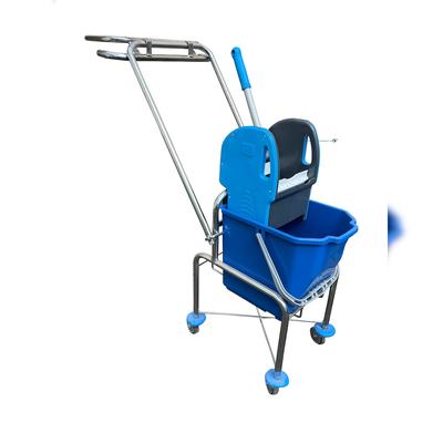 CleanSV Reinigungswagen hoch 18 Liter Eimer, Müllsackhalter, Presse, Deichsel