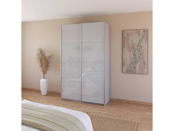 Schwebetürenschrank - Glasfront 136cm Grau/Seidengrau