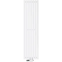 LuxeBath Badheizkörper Stella 370x1400mm Weiß Mittel mit Anschlussgarnitur Thermostat Universal Handtuchwärmer Handtuchtrockner
