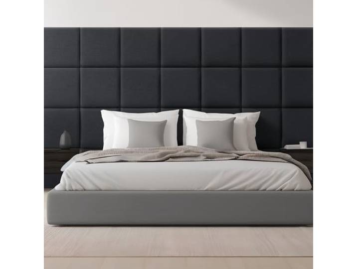 [neu.haus] Wandkissen Carpino 4er Set 30 x 30 cm Wandpolster Textil Schwarz Wandpaneele gepolstert Kopfteil für Bett Polsterpaneel zum Kleben