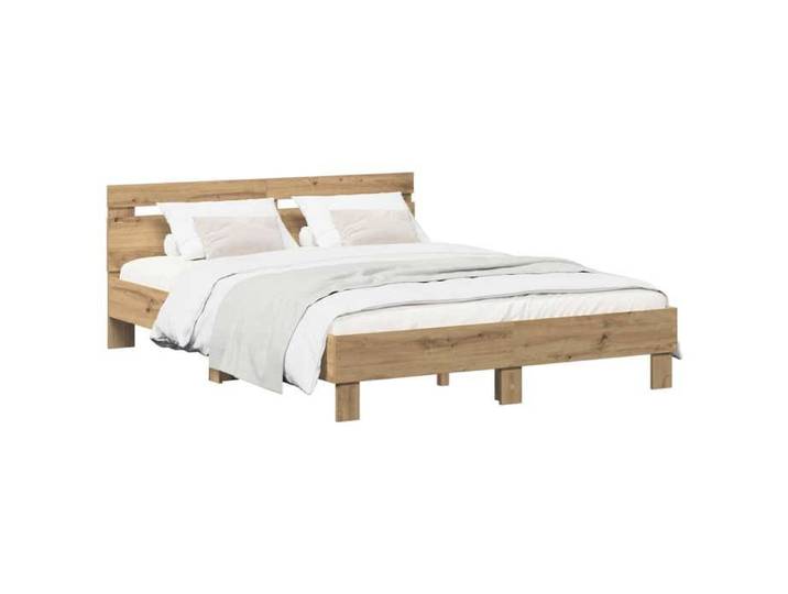 Lit chambre - Marron - Cadre de lit - Chêne artisanal 120x190 cm Bois d'ingénierie_31200