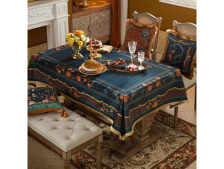 Nappe rétro de luxe américaine imprimée, courte, en polaire, décoration de la maison, armoire, couverture de Table à thé, tissu confortable