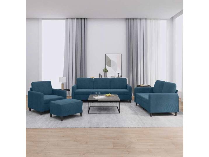 vidaXL Ensemble de canapés 4 pièces bleu velours