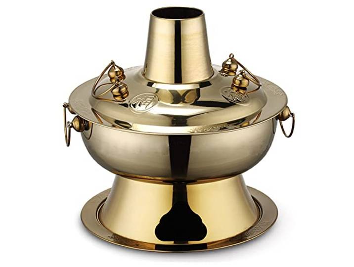 Kupfer-Hotpot, Kupfer Hot Pot, Vintage Shabu Topf(Gold,30cm)