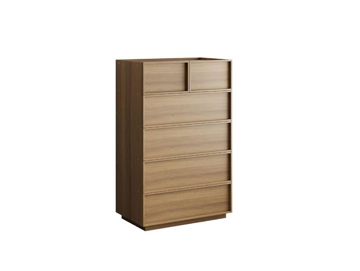 Commode effet chêne 6 tiroirs 80x48x127cm
