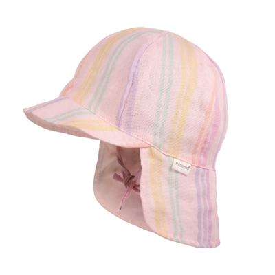 Schirmmütze MAXIMO, Jungen, Gr. 53, bunt (rosa), Web, Baumwolle, gestreift, Mützen, Musselin, Nackenschutz, Bindeband, Unisex, UV-Schutz