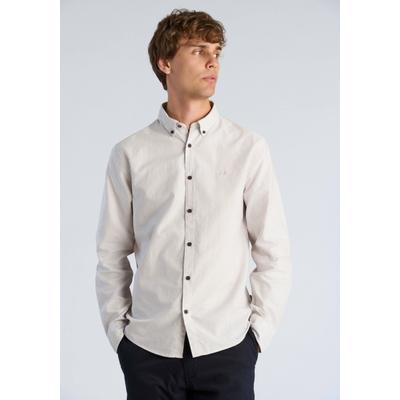 Businesshemd LINDBERGH "Business-Casual-Hemd (Langarm) Relaxed Fit", Herren, Gr. L, Normalgrößen, beige (sand stripe), Obermaterial: 100% Baumwolle, Hemden