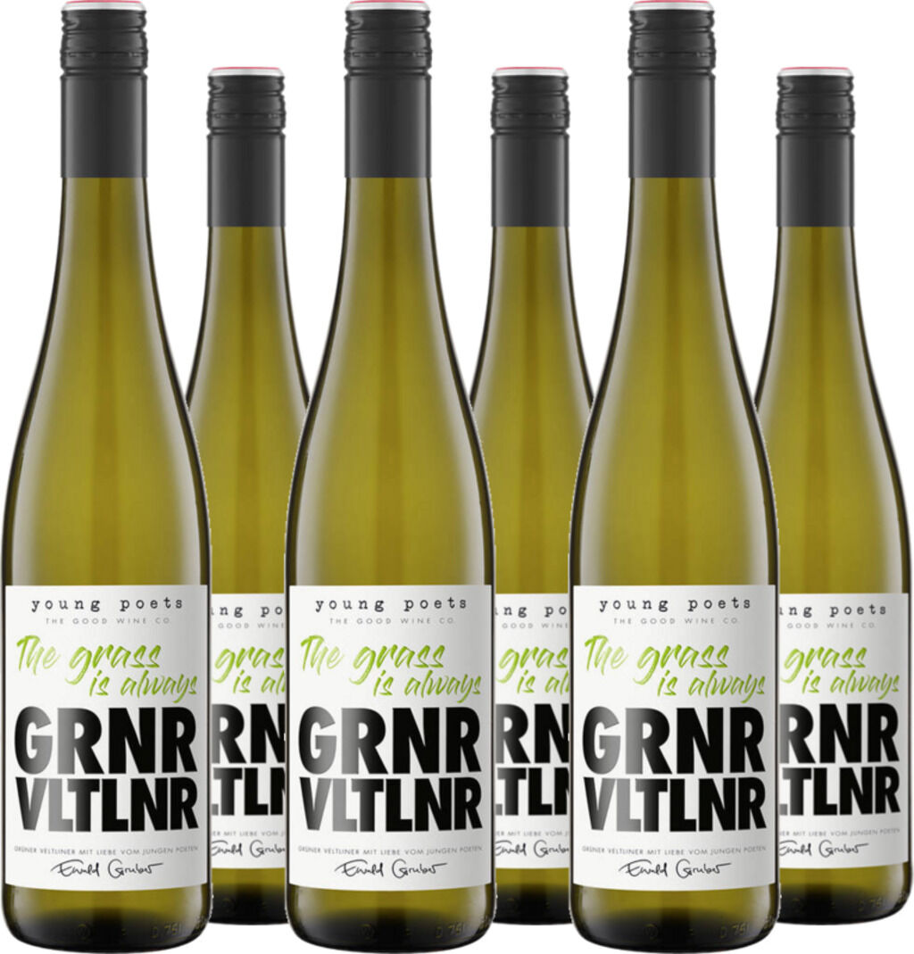 6er Vorteilspaket The grass is always Grüner Veltliner trocken 2025 Young Poets