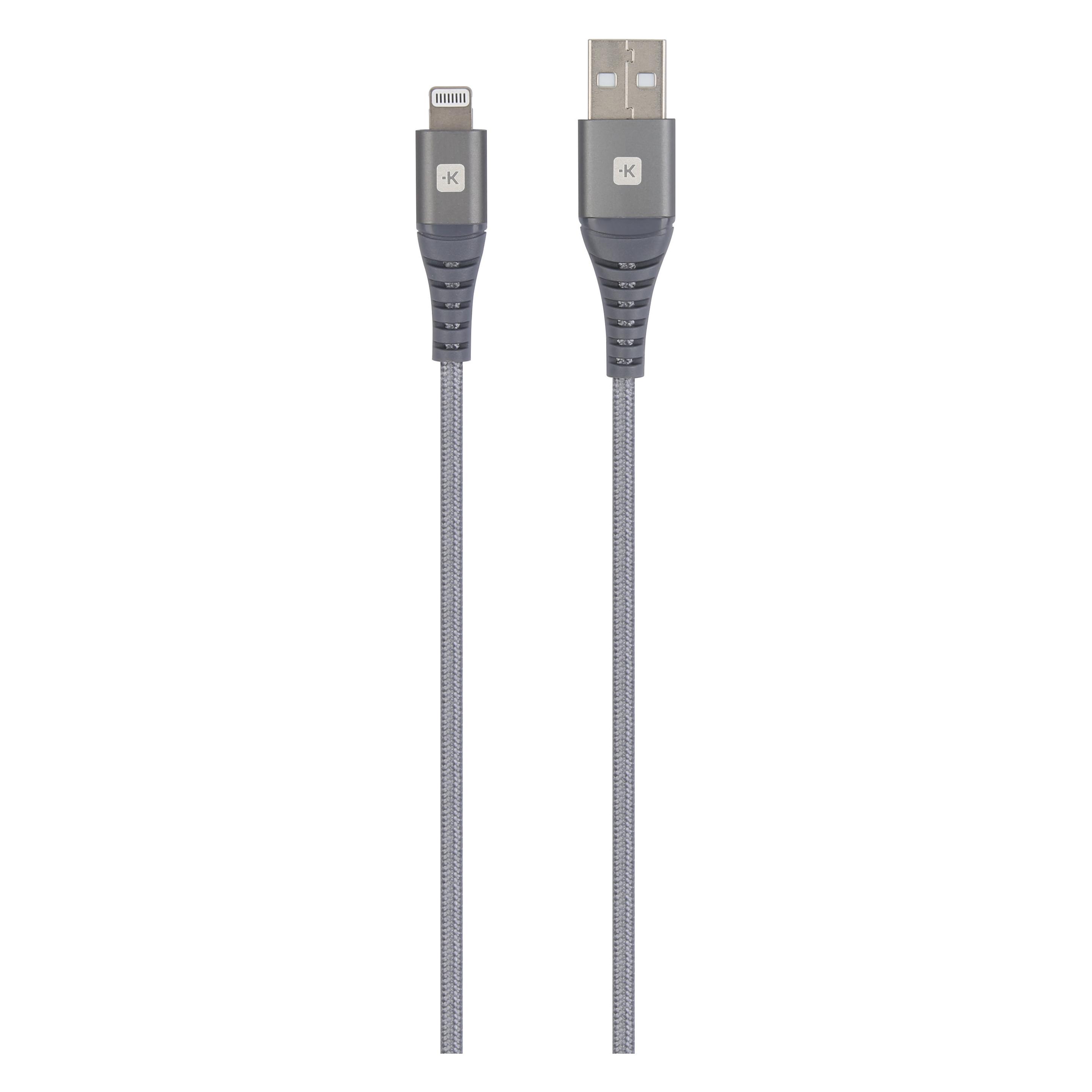Skross USB Kabel USB to Lightning Cable, Braiding, 1,20m space gray (1.20 m, USB 2.0) (SKCA0011A-MFI120CN)