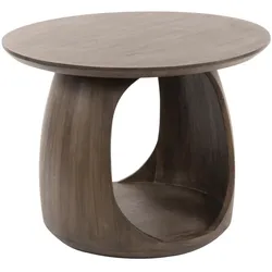 Beistelltisch Caviro aus massivem Akazienholz, skulpturales Design, modern, Braun, mit Ablagefläche