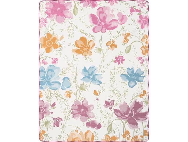 Wohndecke VILLEROY & BOCH Mariefleur , pink (mehrfarbig), B:150cm L:200cm, Baumwolle, Polyacryl, Polyester, Wohndecken, Wohndecke, Wohndecke Villeroy&Boch