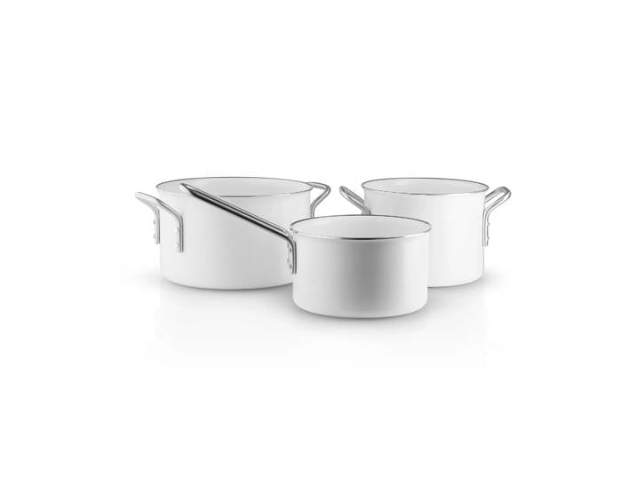 Eva Solo Eva Trio White Line Slip-Let Keramik-Kochtopf-Set 3 Teile Edelstahl