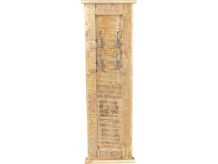 Garderobenpaneel SIT Denver aus Mangoholz mit 4 Doppelhaken & rustikalem Look , beige (natur), B:35cm H:110cm T:3cm, Massivholz, Garderobenpaneele, Garderobenpaneel, Platzsparende Wandgarderobe mit 4 praktischen Doppelhaken