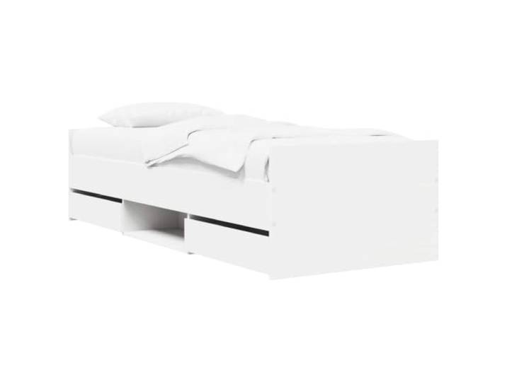 PUGYNBK Bettgestell mit Schublade, weiß, aus technischem Holz Minimalistisches Design, geräumige Aufbewahrung, einfache Montage, ideal für Schlafzimmer