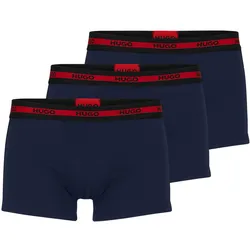 HUGO Herren Boxershorts, 3er Pack - TRUNK TRIPLET PLANET, Logo, Cotton Stretch Blau / 2XL