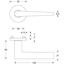 FSB, Türgriff + Türgarnitur, Wechselgarnitur 12 1005 ASL auf Rosette PZ, Aluminium mittelbronzefarbig (Türgarnitur, Türgriff)