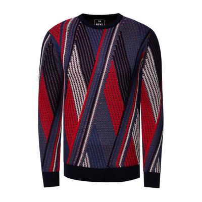 Strickpullover RUSTY NEAL, Herren, Gr. S, blau, 70% Polyacryl, 30% Baumwolle, mehrfarbig, normal, Rundhals, Pullover Strickpullover, im Colorblock-Design