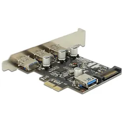 Delock PCIe USB 3.0 3x extern 1x intern LP SATA Power VIA, Kontrollerkarte