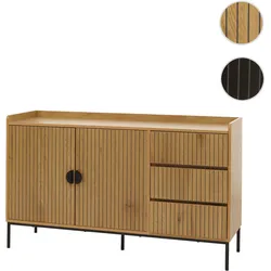 Sideboard HWC-O39, Kommode Schrank Anrichte, 3 Schubladen 2 Türen, Holz Melamin 80x130x42cm ~ natur