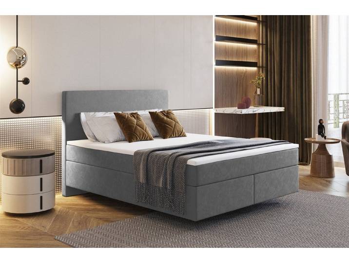 Fun Möbel Boxspringbett Schlafzimmerbett ROCIO Premium Nr.5 (inkl. Kaltschaumtopper), Scheinbar schwebende Optik