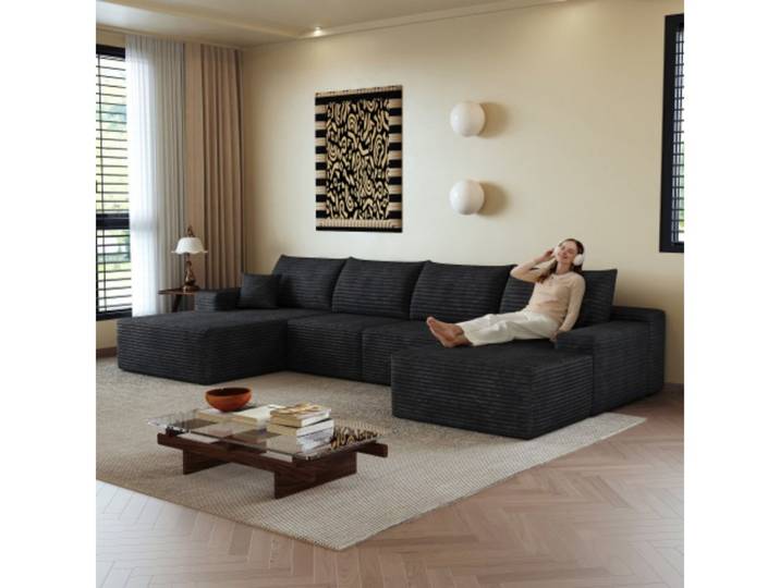 Soverkim Ecksofa Modular Ecksofa mit L-förmiger Chaiselongue, mit tiefer Sitzfläche, 1 Teile, Kompressionssofas, Wohnzimmer, Schlafzimmer, Wohnung