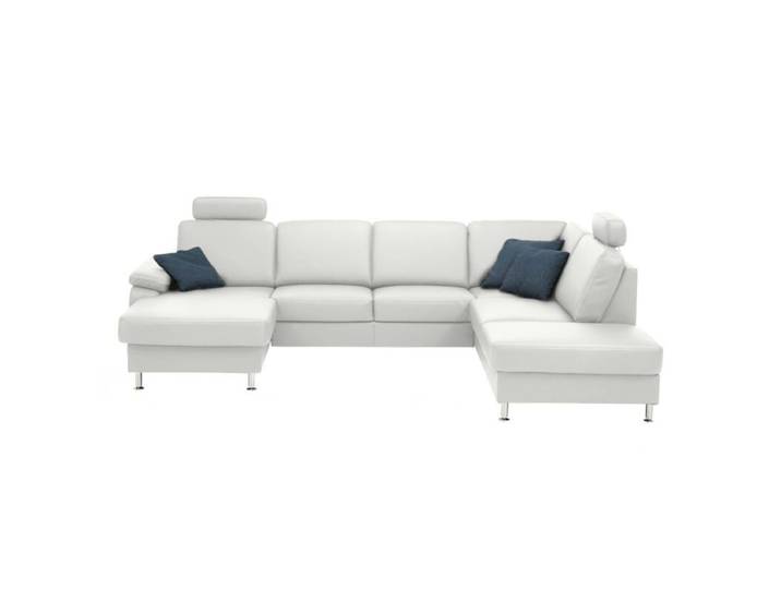 Couchliebe Prato Wohnlandschaft - Echtleder Torro white - ohne Funktion - inkl. Kopfstütze - Nein ohne Funktion Modern, Zeitlos