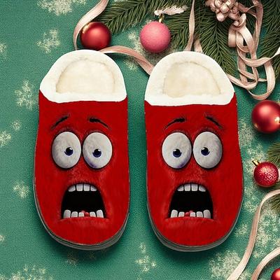 Weihnachtsmonster-Hausschuhe für Herren – lustiges grünes Monster-Design, warme Winterhausschuhe für Weihnachtsfeiern, Geschenkideen für die Feiertage und kuscheligen Komfort