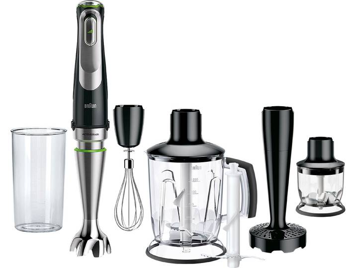 BRAUN Stabmixer MultiQuick 9 MQ 9147X - 1200W, Stufenlosregulierbar, Dynamische Klinge , grau (schwarz, edelstahlfarben), B:6,8cm H:41cm T:6,8cm, Mixer, Spritzschutz, Extra Mahlklinge, 2 Modi + Pulsfunktion, viel Zubehör, Stabmixer