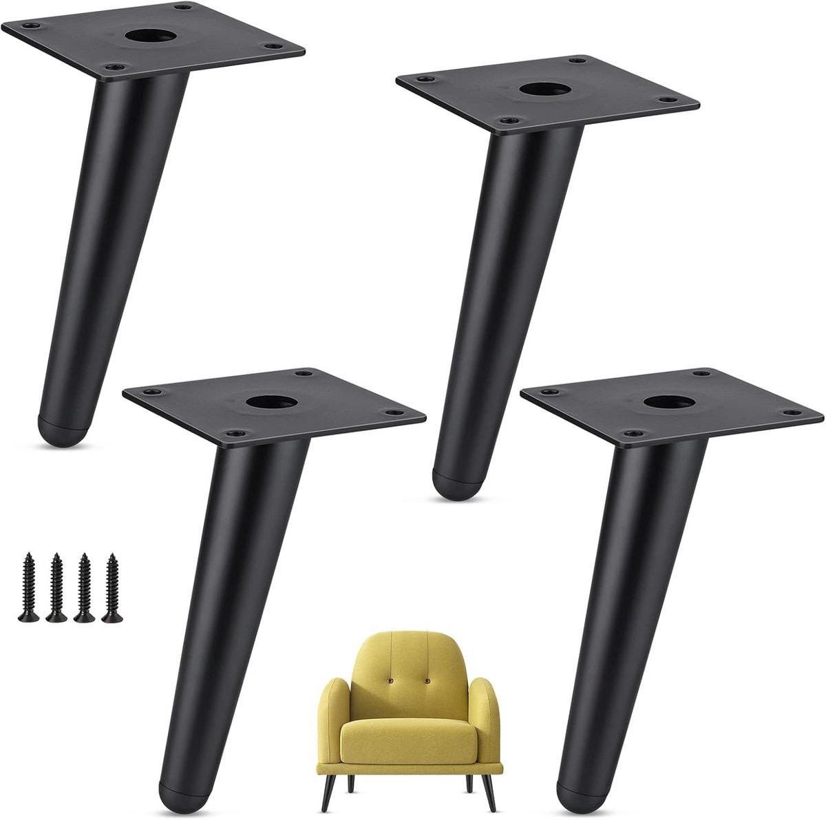 Set van 4 metalen meubelpoten van 15 cm voor diverse meubels