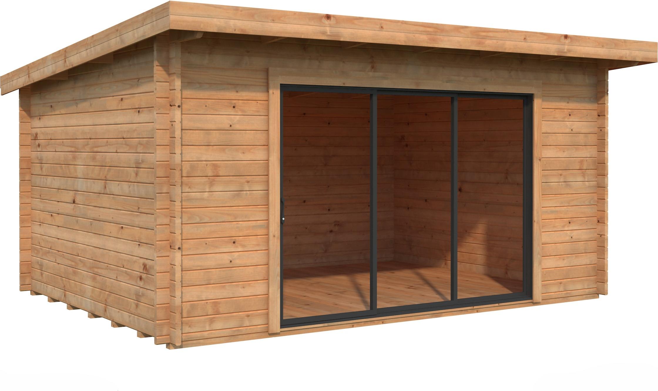 Gartenhaus Palmako Lea 14,2 m² Schiebetür Isolierglas inkl. Fußboden 494 x 402 cm braun